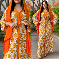 muslim fashion women dress abaya dubai femme turkish long sleeve kaftan islamic middle eastern printing arabian female robe