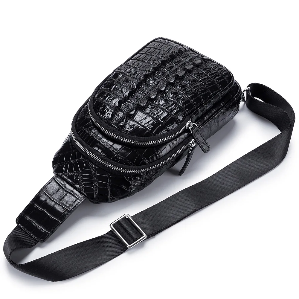 

Genuine Top Layer Cow Leather Male Fashion Crocodile Pattern Single Shoulder Travel Bag Cowhide Versatile Men Handbag