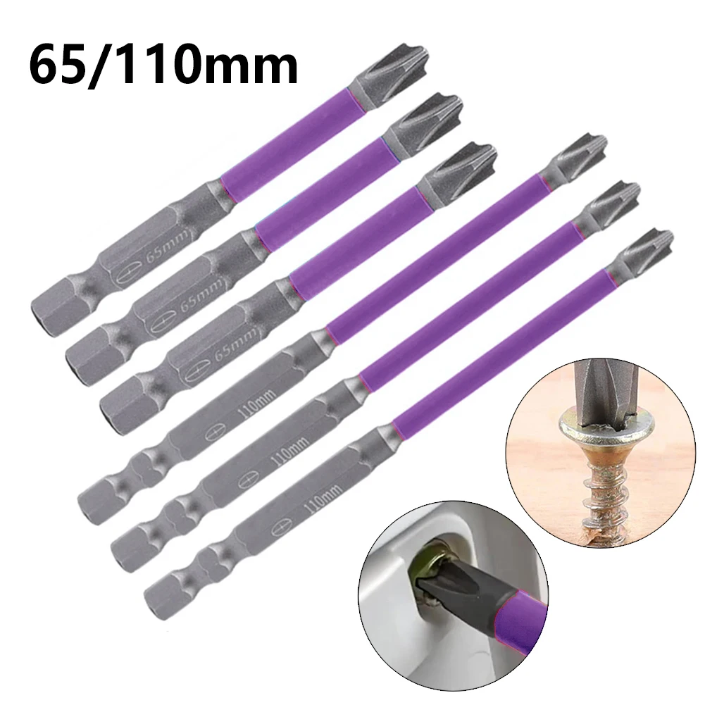 

6PC 65/110mm Magnetic Special Slotted Cross Screwdriver Bit For FPH2 Socket Switch Electrician Power Tool For Electrician