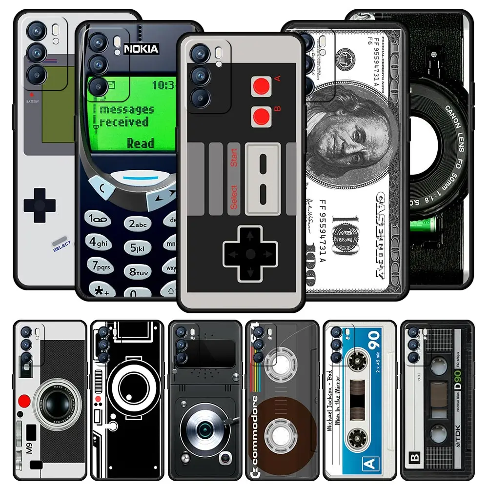 

Vintage Tape Camera Gameboy For Oppo A54 Case Reno7 SE Reno6 Pro Plus 5G Find X5 A53 A52 A9 2020 A95 A16 A76 A74 A15 A12 Cover