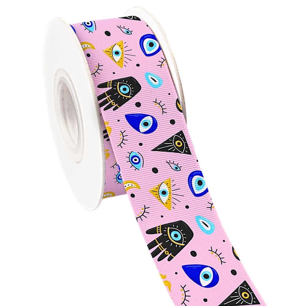 10 ярдов уникальная корсажная/атласная лента с мультяшным рисунком глаз для