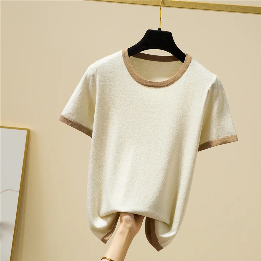 

women's summer loose v neck short sleeve t-shirt GRAY22