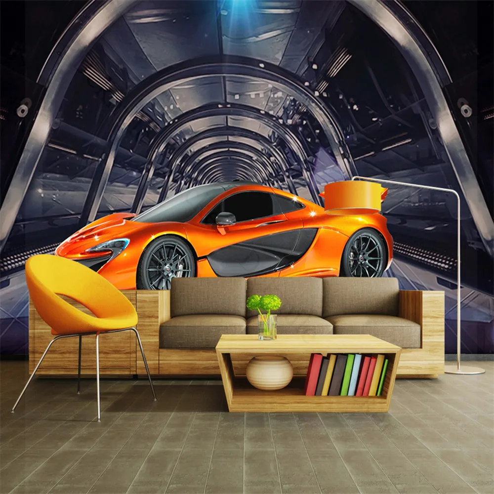 

Custom Murals Sports Car 3D Corridor Photo Wallpaper Wall Cloth Living Room Home Decor Cool Graffiti Motorcycle Wall Covering