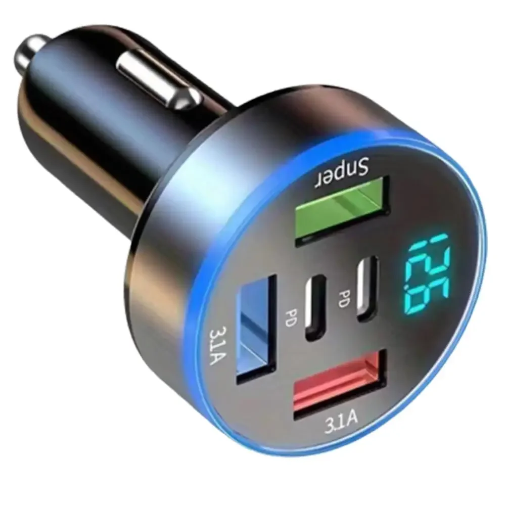 

66 Вт быстрое зарядное устройство для мобильного телефона PD с цифровым дисплеем 4usb one car four автомобильное зарядное устройство QC3.0 E0U5