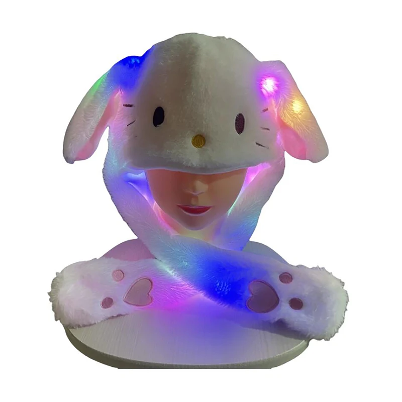 Sanrioed светодиодный светильник Kuromi Cinnamoroll Kitty светящаяся плюшевая шапка с ушами