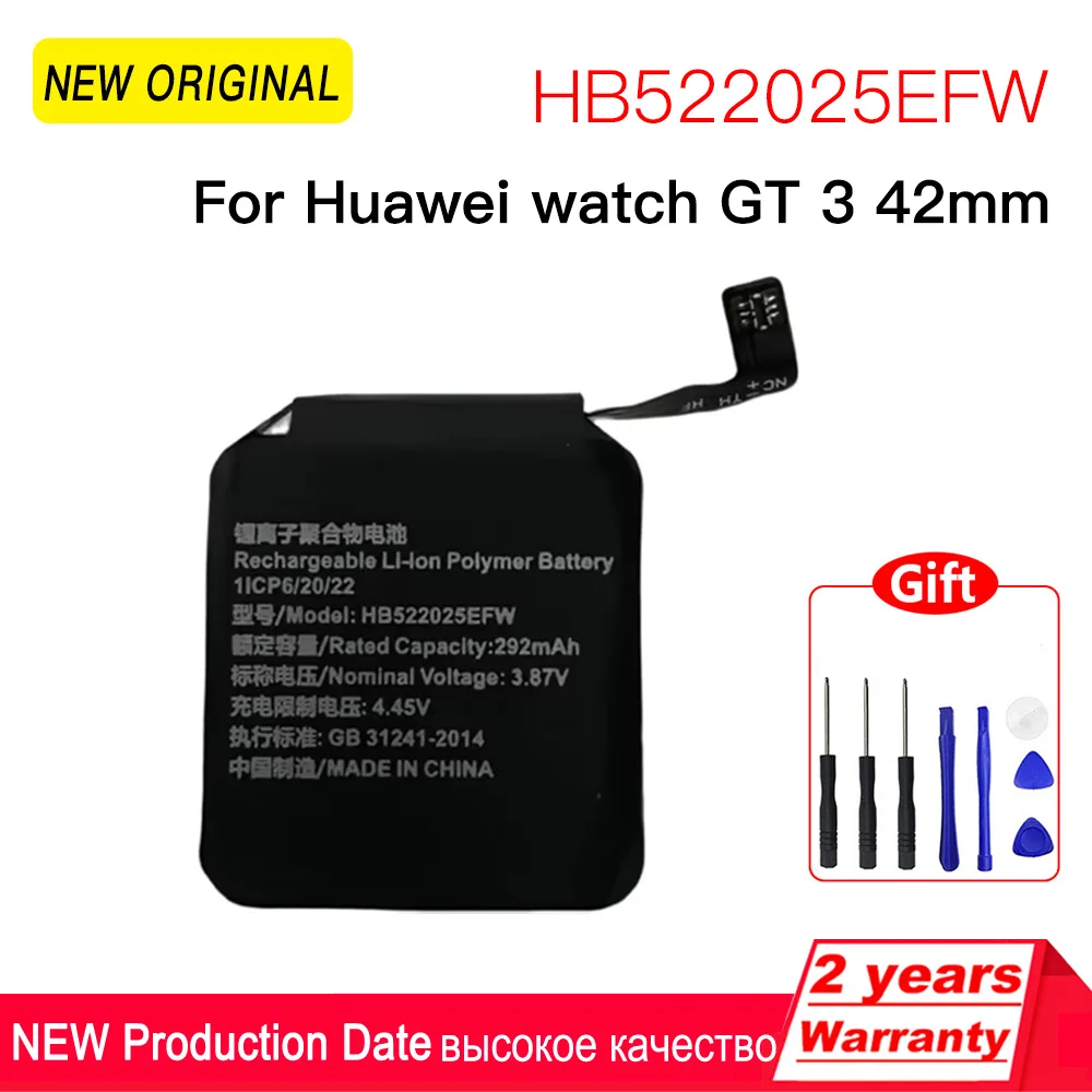 Оригинальный HB 522025 EFW для Huawei Watch GT 3 42 мм MIL-B19 Батарея часов GT3 Сменные аккумуляторы
