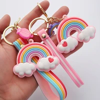 new cute rainbow cartoon fairy figure doll key chain for woman bag childrens book backpack keychain charm jewelry