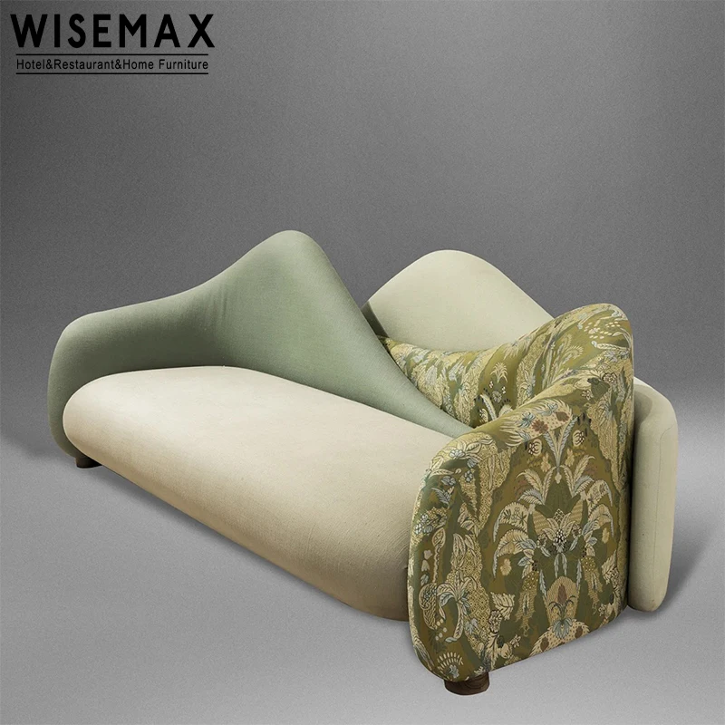 Фото Диван для приема WISEMAX МЕБЕЛЬ Роскошная дизайнерская мебель Диваны для гостиной Бархатная ткань Изогнутые задние ножки меньше Mo №5