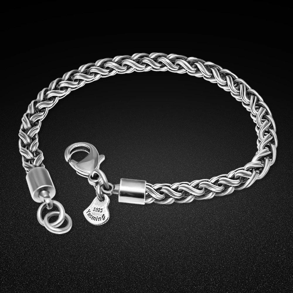 

Vintage Men's 925 Sterling Silver Bracelet 3.5mm Chain&Link Bracelet Fine Jewelry Anniversary Gift