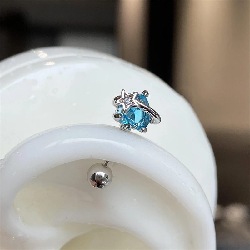 1 шт. милые синие цвета любви с цирконием планета из нержавеющей стали 316L ушные