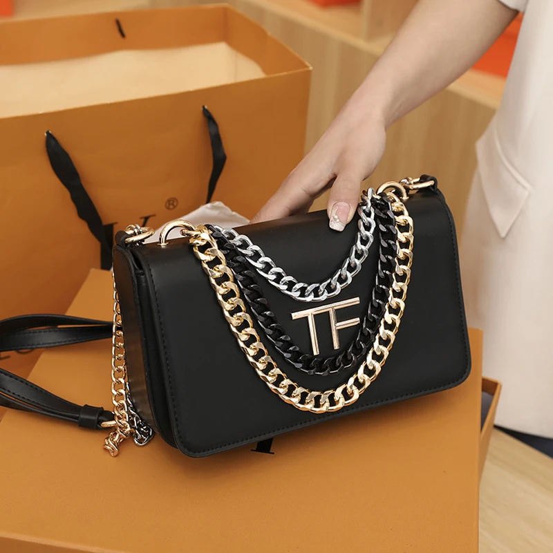 

Real Leather Bags for Women 2022 New Luxury Brand Fashion Solid Color Single Shoulder Diagonal Chain Bag Designer Flap Purses Gg