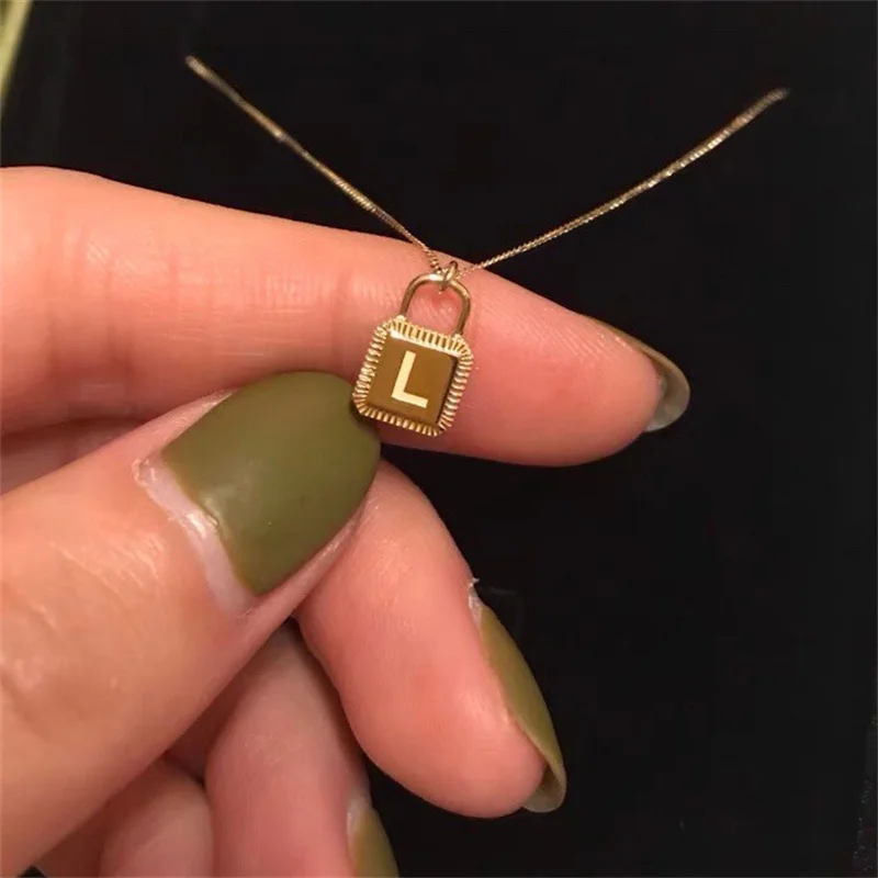 

Little Golden Lock Letter Women's Necklace Jewelry Gold 26 Letter Name Collar Woman Small Lock Clavicle Chain Accessories New