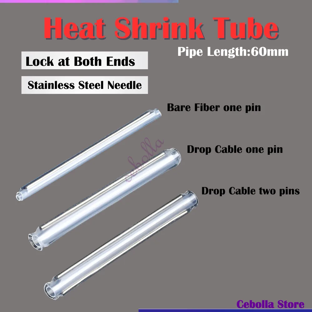 

100~500pcs/lot 60mm Fiber Optic Fusion Protection Splice Sleeves Heat Shrink Tube Fiber Optic Hot Melt Tube For Drop Cable