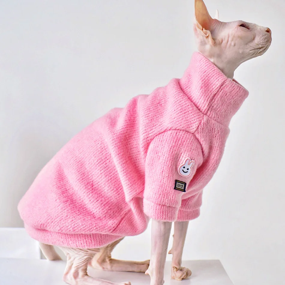 

Sphynx Cat Clothes Sweater Winter Warm Coat Clothes For Cat Kitten Sphint Thicken Soft Fashion Sphinx Cat Clothes Rabbit Pattern