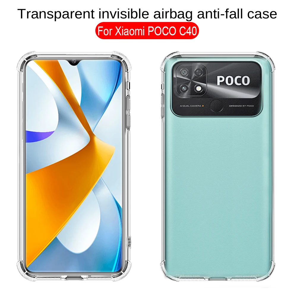 

Мягкий ТПУ Прозрачный ударопрочный чехол для телефона Xiomi Poko PocoC40 Poco C 40, задняя крышка смартфона для Xiaomi Poco C40, силиконовый чехол
