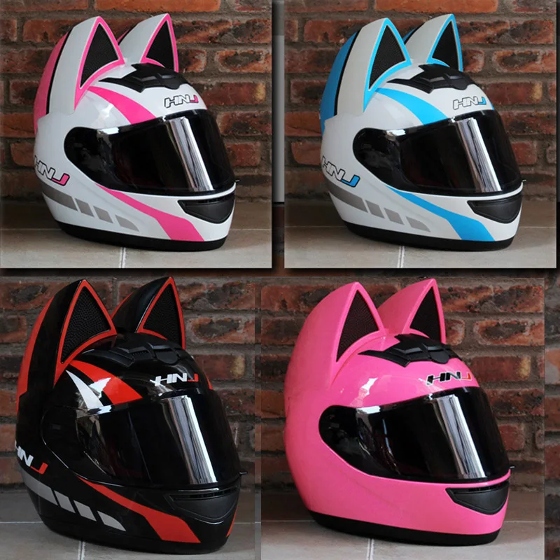 Personality Motorcycle Helmet Cute Cat Ear Fashion Casco Moto Cool Off-road Motocross Helmet Breathable Four Seasons Men Women enlarge
