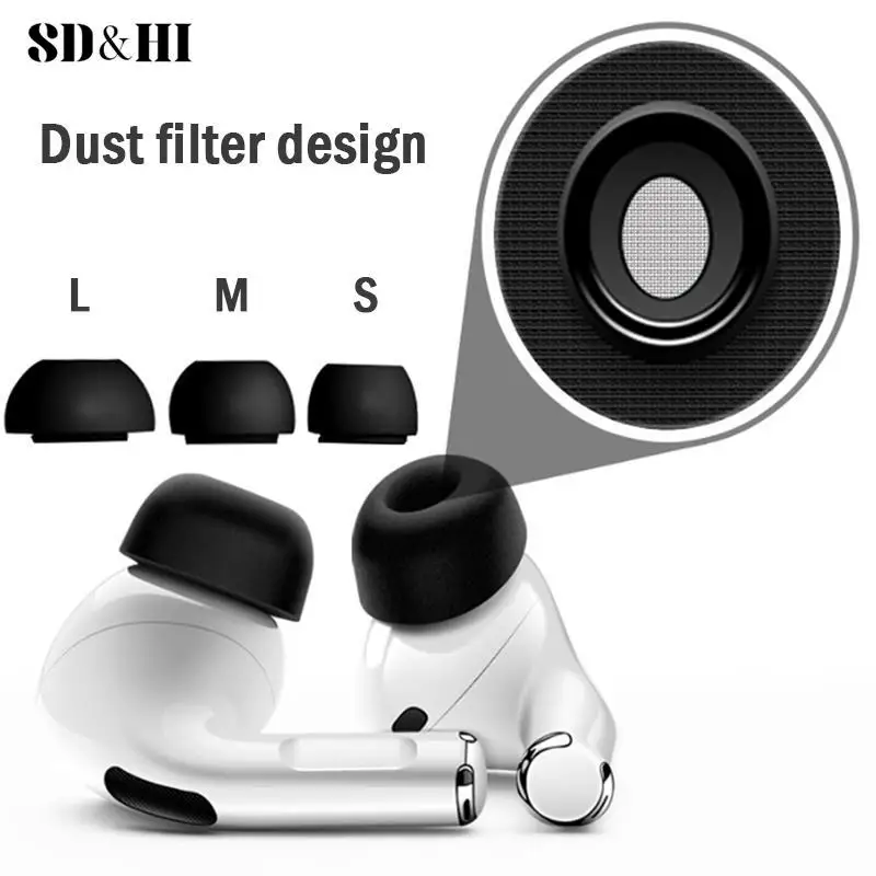

Earphone Ear pads For Apple AirPods Pro Ear Tips Memory Foam Tips Anti Slip Earbuds Ear Cushion Replacement Earplug Cover Eartip