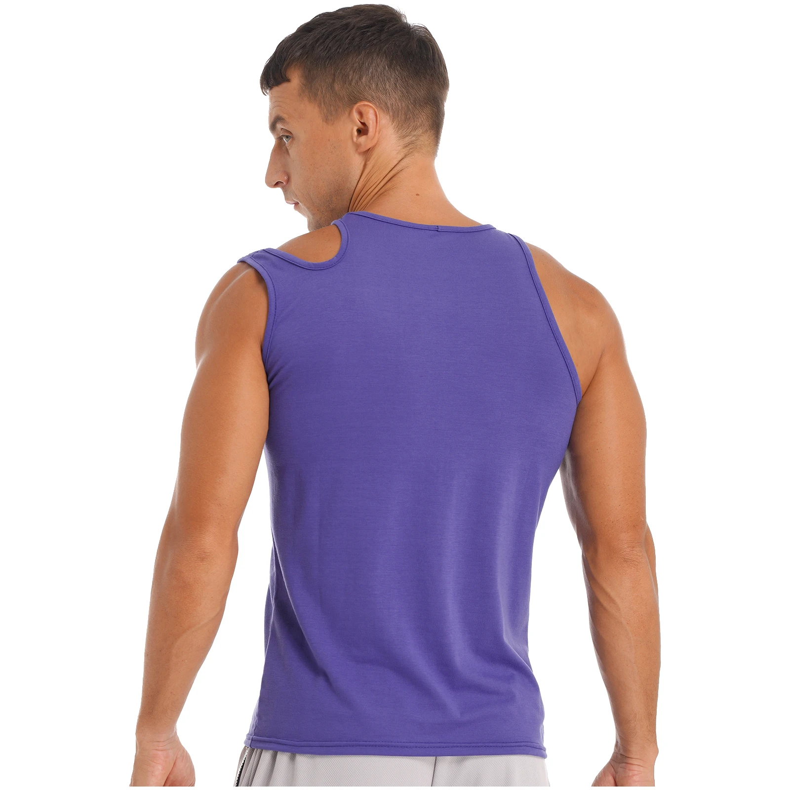 Man Mens Solid Color Running Vest T-shirt Sports Top Breathable Slim Fit Bodybuilding Fitness Top Sportswear Sleeveless Tank Top