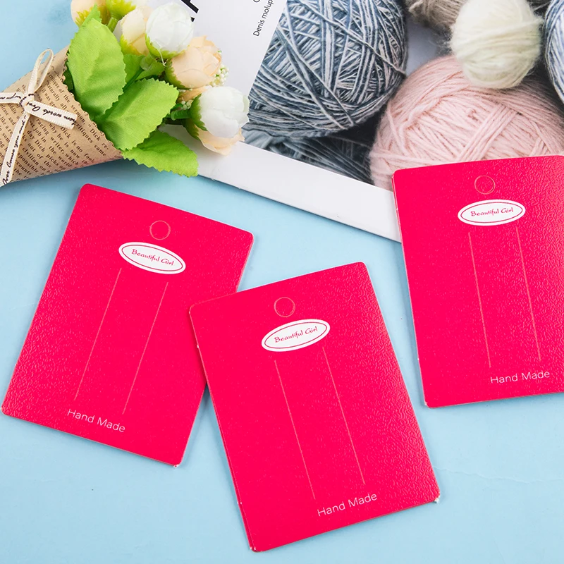 

50PCS Rose Red Rectangle Paper Card Hair Accessories Dispaly Card DIY Handmade Hair Clip Hairband Jewelry Packaging Tag Card