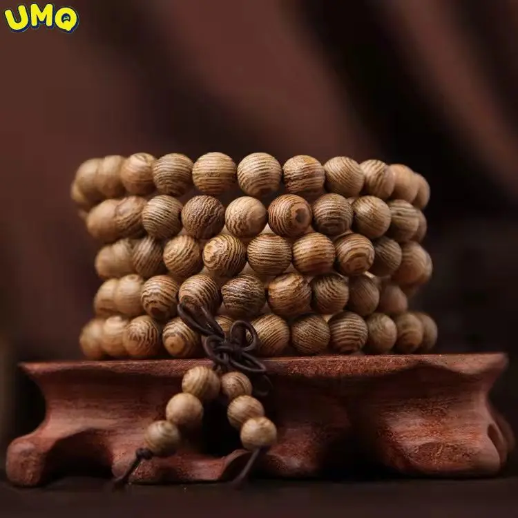 

Высококачественные Натуральные бусины Будды для медитации, деревянный браслет из 108 сандалового дерева с крыльями курицы, цельные старые м...