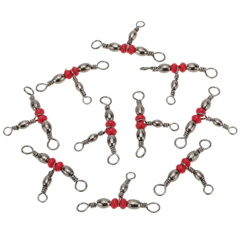 

100pcs Fishing Three-way Swivels Triple Swivels Connectors Fishing Swivel Tackle Accessories (Red)