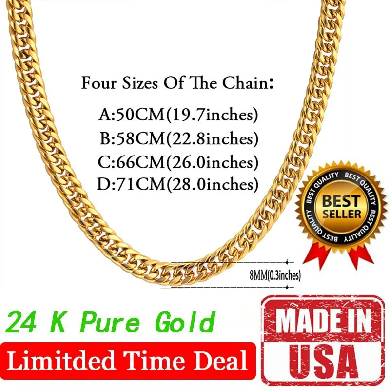 Мужское ожерелье Майами из кубинской цепи для мальчиков колье нержавеющей стали