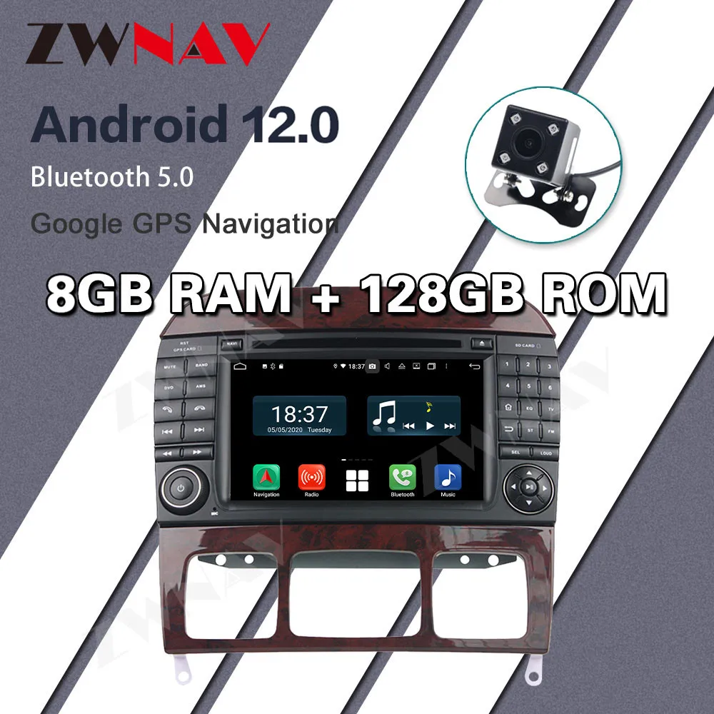 

Автомобильный радиоприемник для Mercedes Benz S Class W220 S280 S320 S350 S400 S430 S500 S600 S55 1998-2005 AMG, Android 12, GPS-навигация