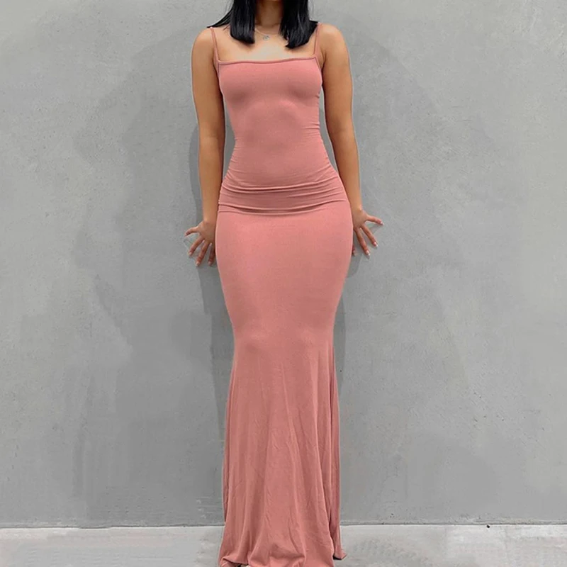 

Satin Slip Sleeveless Backless Maxi Dress Women 2022 Y2k Summer Bodycon Elegant Sexy Outfits Ladies Birthday Party Club Sundress