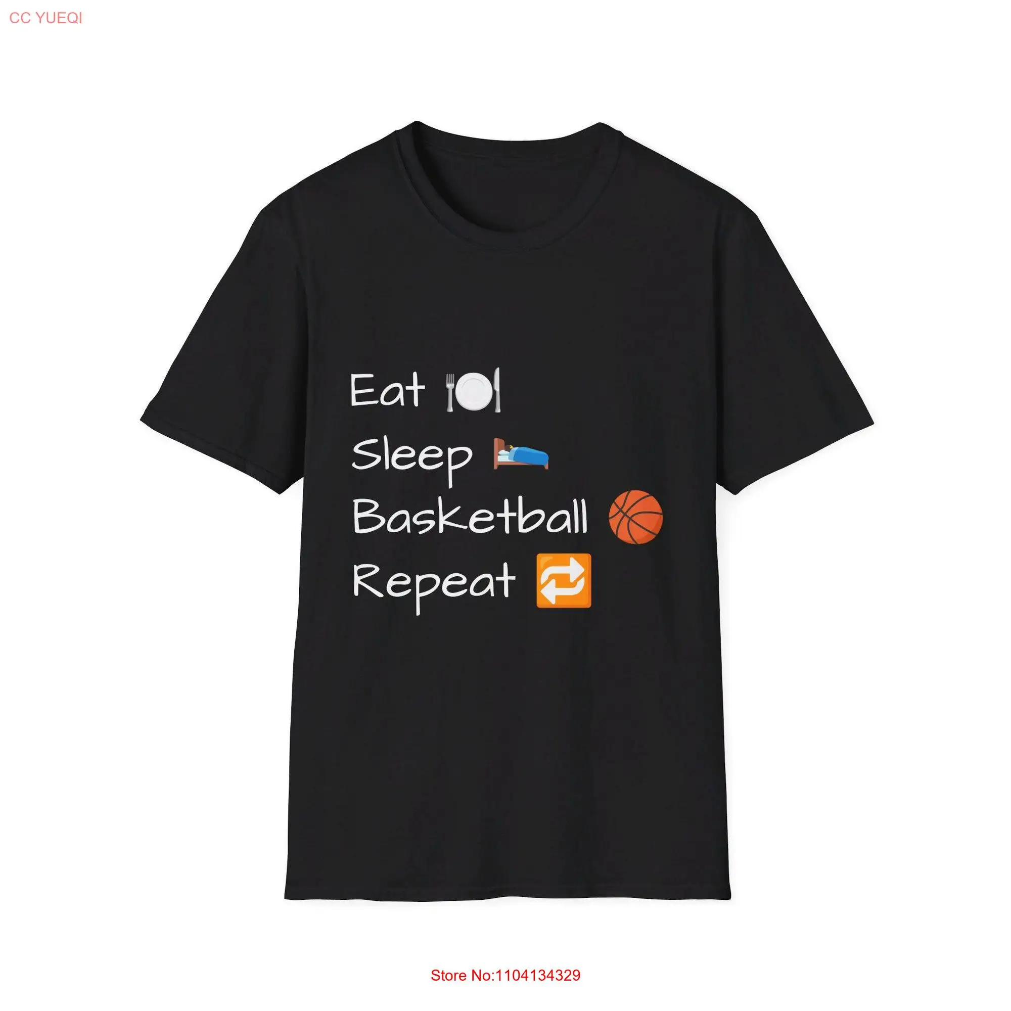 Смешная футболка с надписью Eat Sleep для баскетбола длинным или коротким рукавом