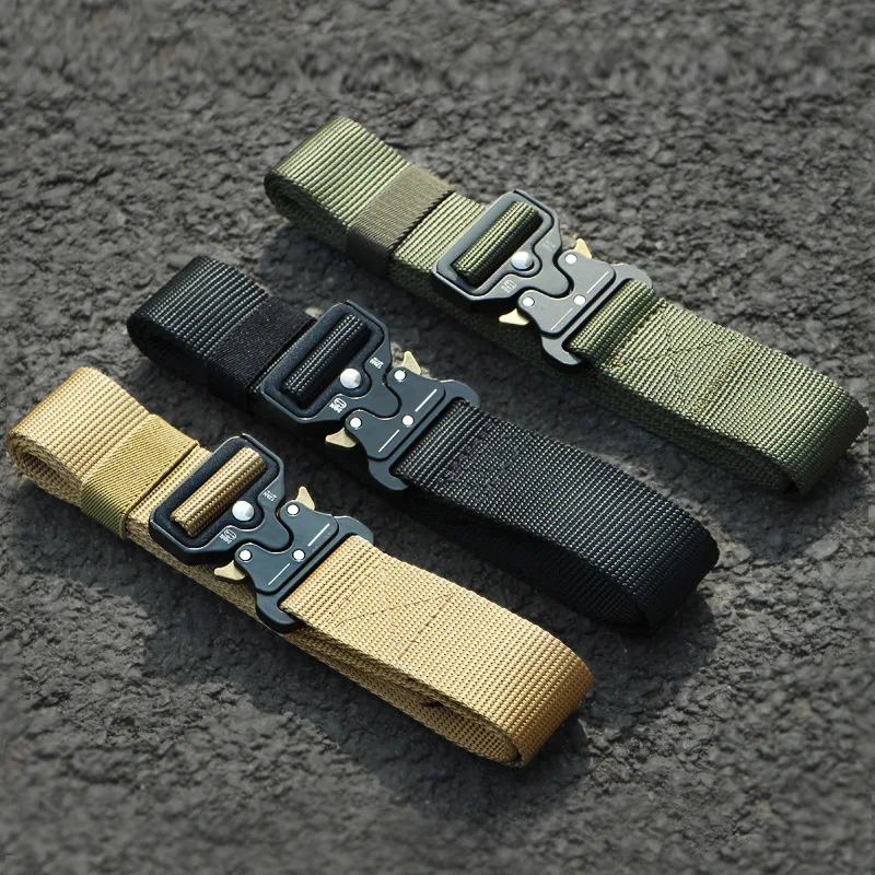 Belt Men'S Multifunctional Outdoor Special Forces Training Canvas Nylon Tactical Inner Belt Automatic Buckle Waist Beam