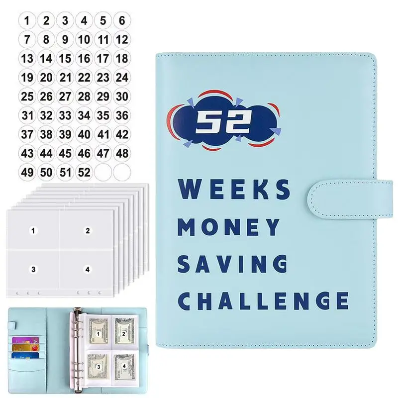 

Savings Challenges Book With Envelopes 52 Envelopes Budget Binder With Cash Envelopes Waterproof A5 Portable Money Saving Binder