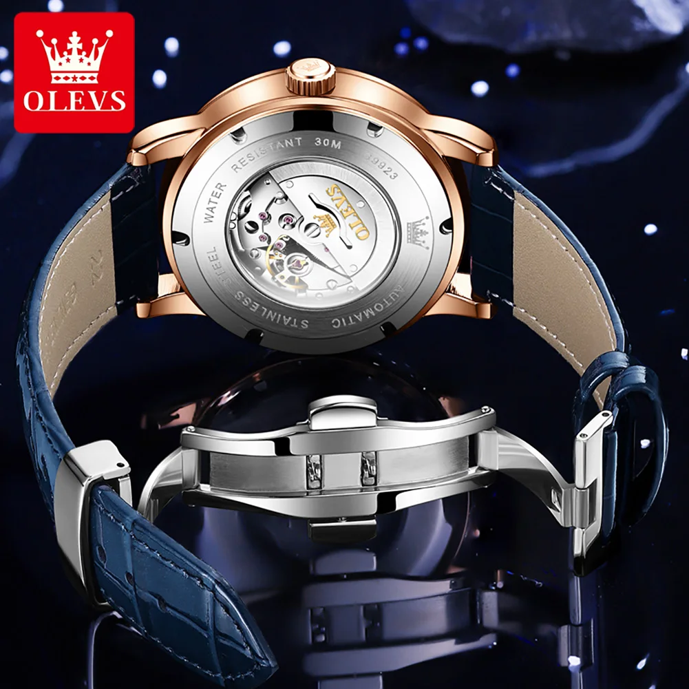 OLEVS 9923 Men Mechanical Watch Dial Rotating Luminous Star Moonswatch Waterproof Luxury Automatic WristWatches Relogio Masculin enlarge