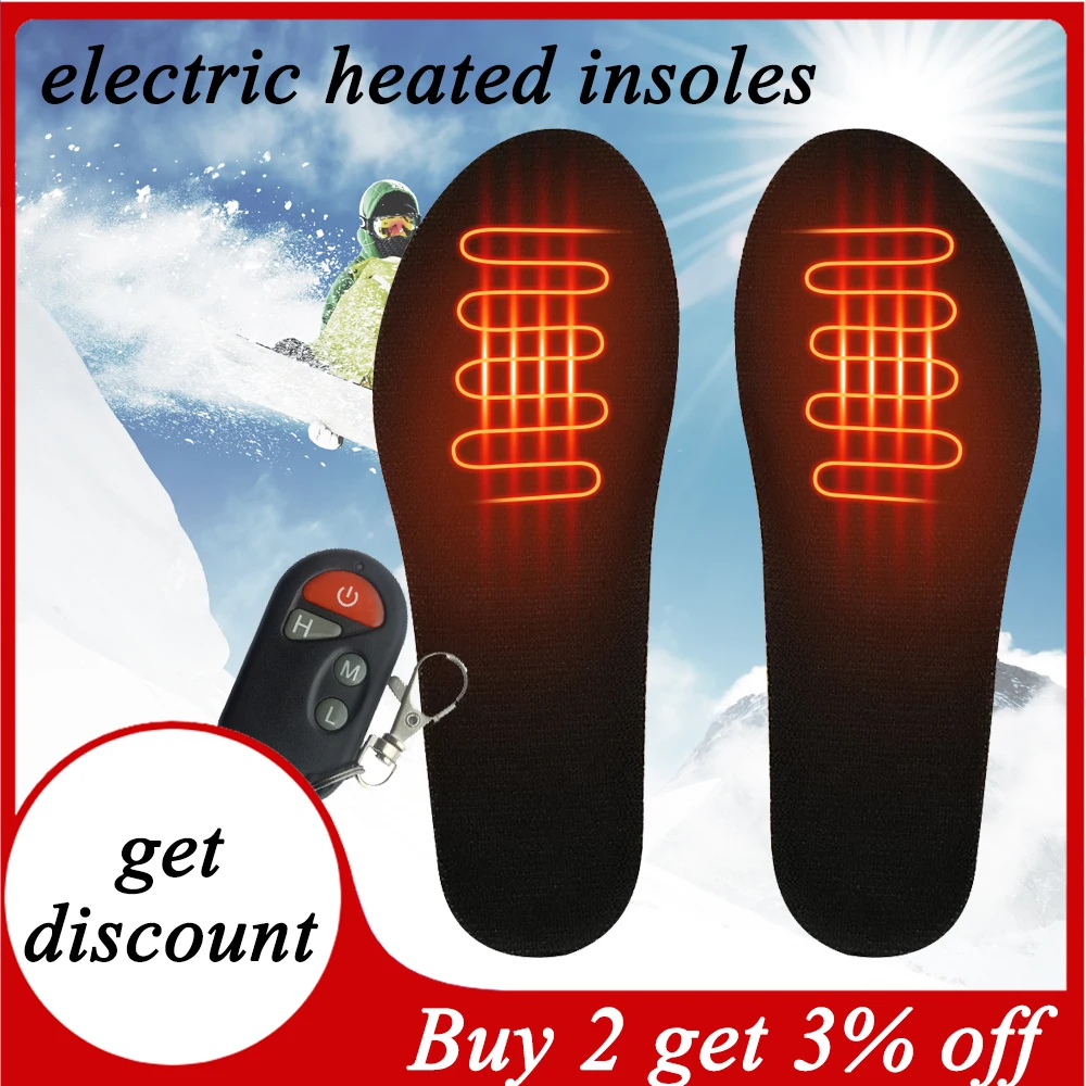 Electric Heated Insoles with 2000mAh Battery Rechargeable Thermal Shoes Pad Insert Soles for Winter Men Women Skiing Hiking