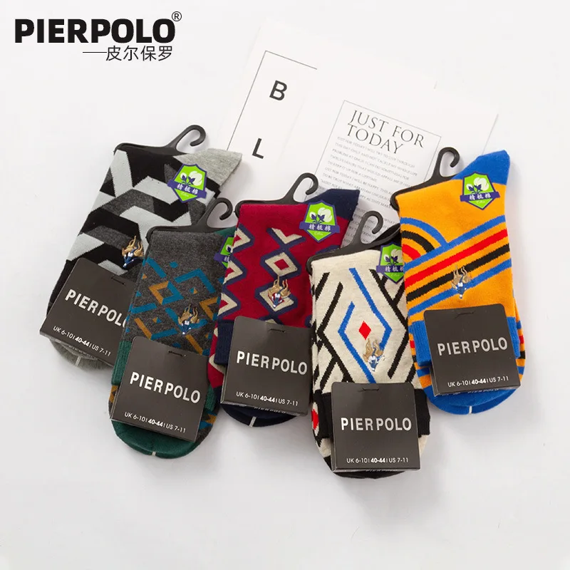 5 pairs of new men's deodorant medium tube socks pure cotton genuine business stripe standard breathable socks hot wholesale