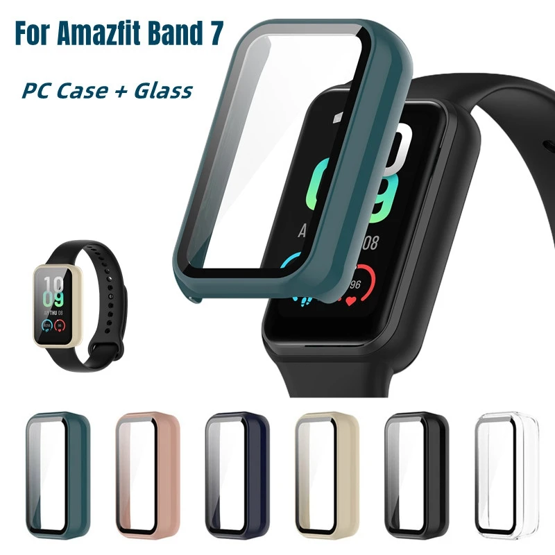 Чехол для часов Huami Amazfit Band 7 Жесткий из поликарбоната закаленное стекло полное
