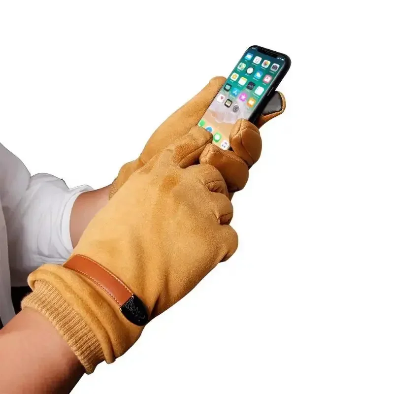 GOURS зимние перчатки мужские с сенсорным экраном теплые замшевые кожаные для