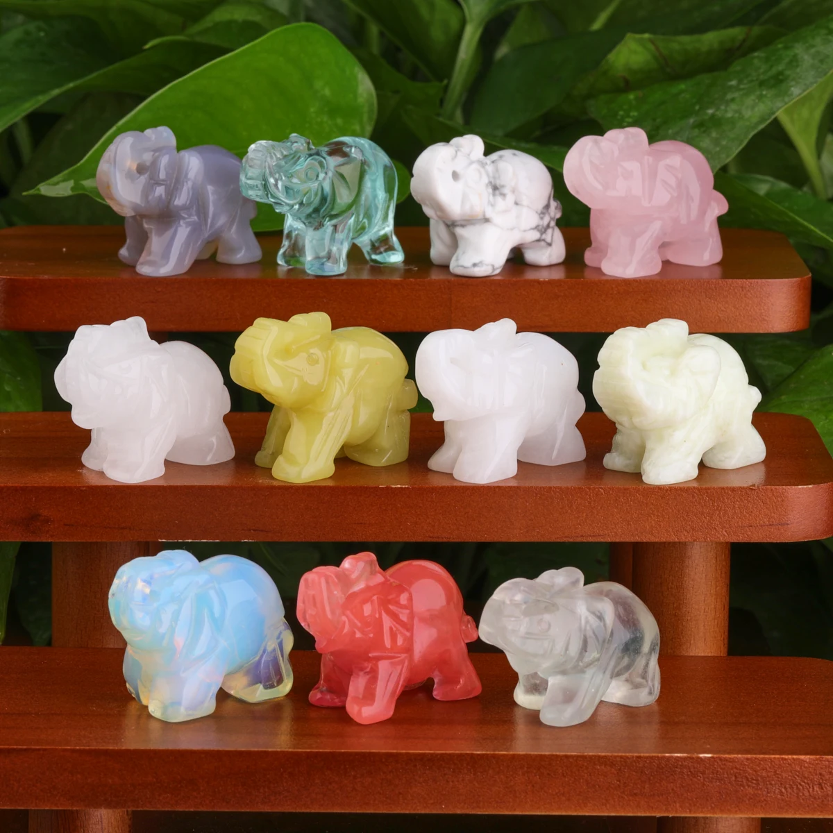 

1.5" Crystal Elephant Carving Cute Gemstone Animal Hand Carved Quartz Rocks Mineral Healing Reiki Craft Figurines Gift