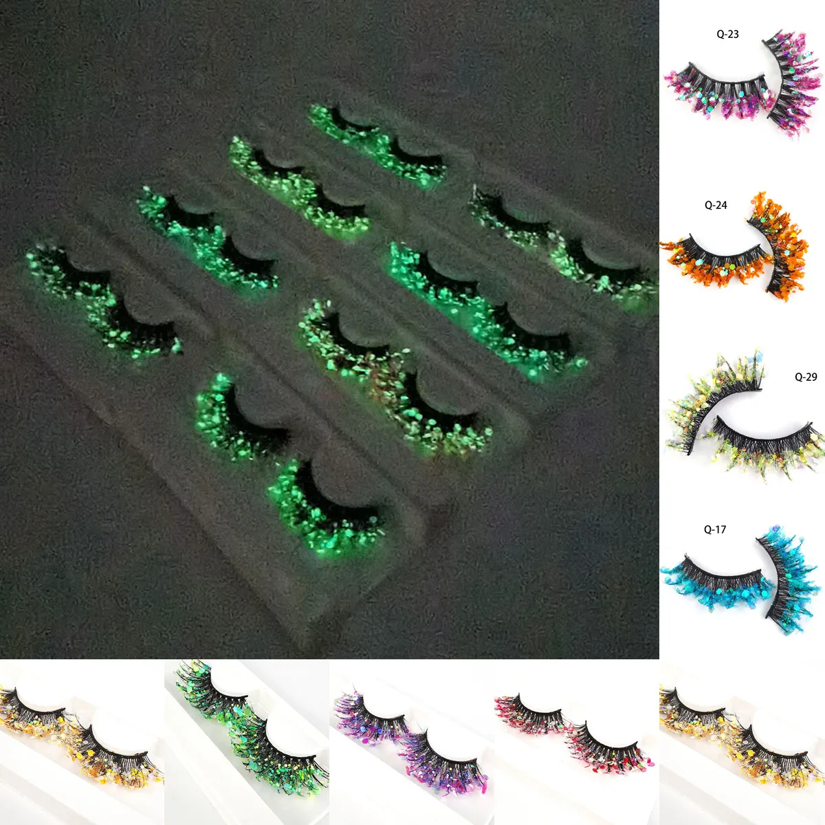 Новые розовые блестящие накладные ресницы в форме бабочки с блестками цветные