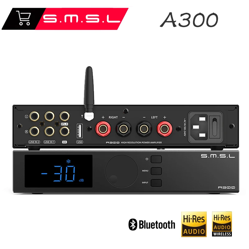SMSL A300 Усилитель мощности Hi-Res Bluetooth 5.0 2.1 Аудиосистема HIFI AMP 165 Вт*2 BTL 330 Вт SDB