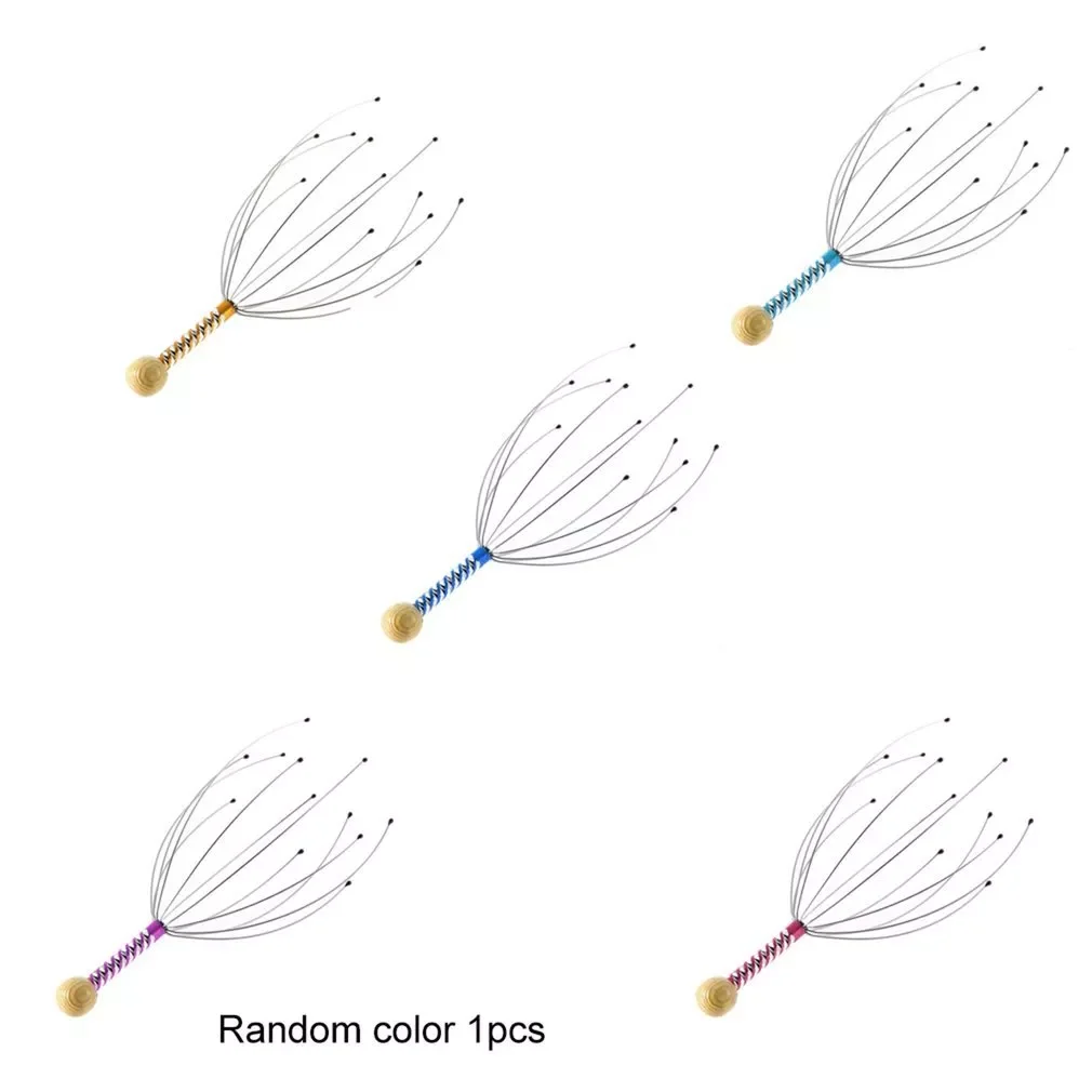 

1Pcs 12 Finger Head Relax Massager Hair Held SPA Scalp Neck Stress Relief Massage Release Head Physician Steel Ball Massager