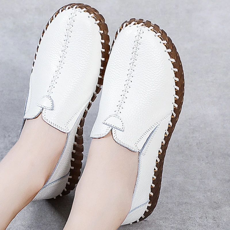 

Women Solid Colour Loafers Autumn Round Head Vulcanized Shoes Casual Soft Sole Flats Anti-slip Moccasins Zapatos Para Mujer