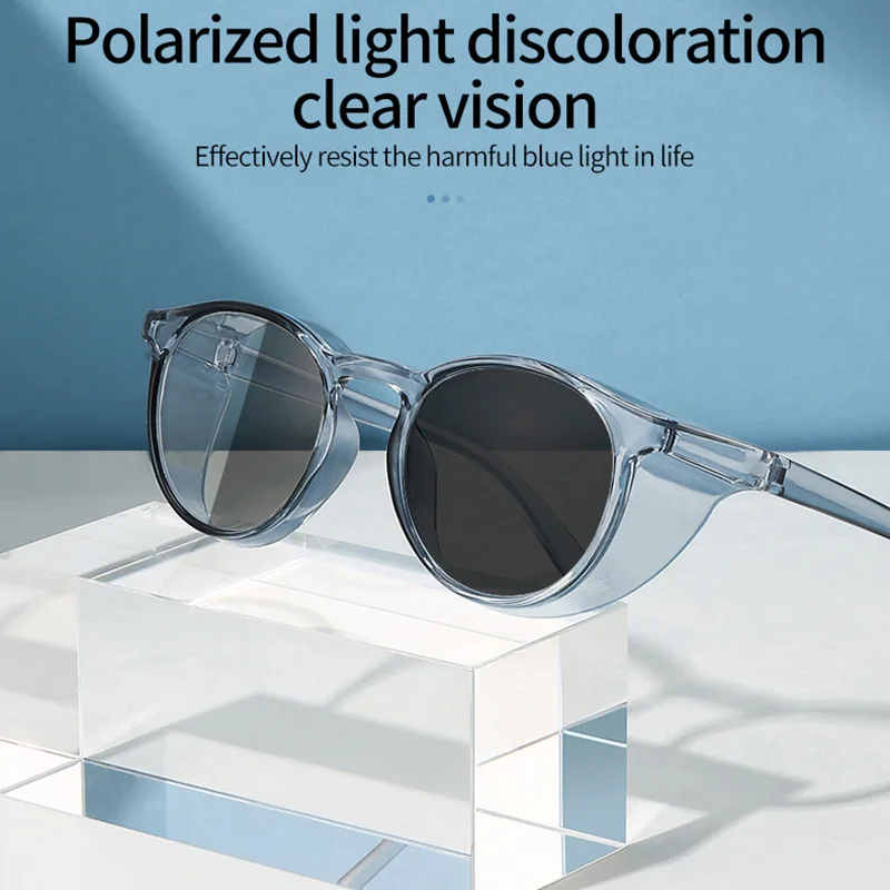 

Protective Polarized Photochromic Sunglasses with Side Shields Blue Light Blocking Anti-allergy Anti Fog Wind Splash Goggles