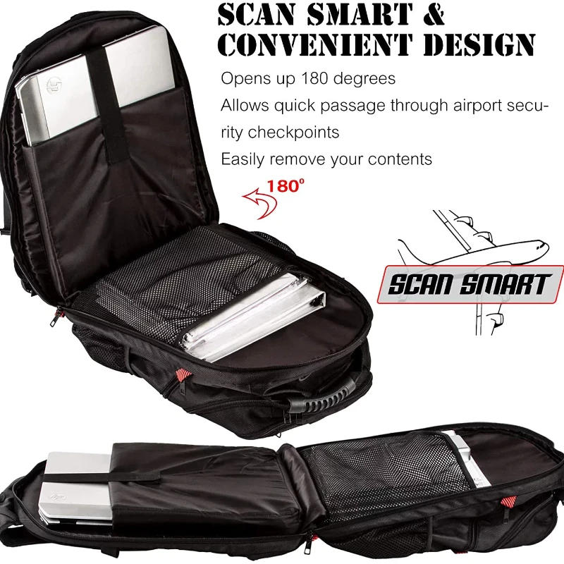 OPACK 18.4 Laptop Backpack Extra Large Backpack TSA Friendly Durable Travel Backpack , Anti theft & Secure, Water-Resistant Big