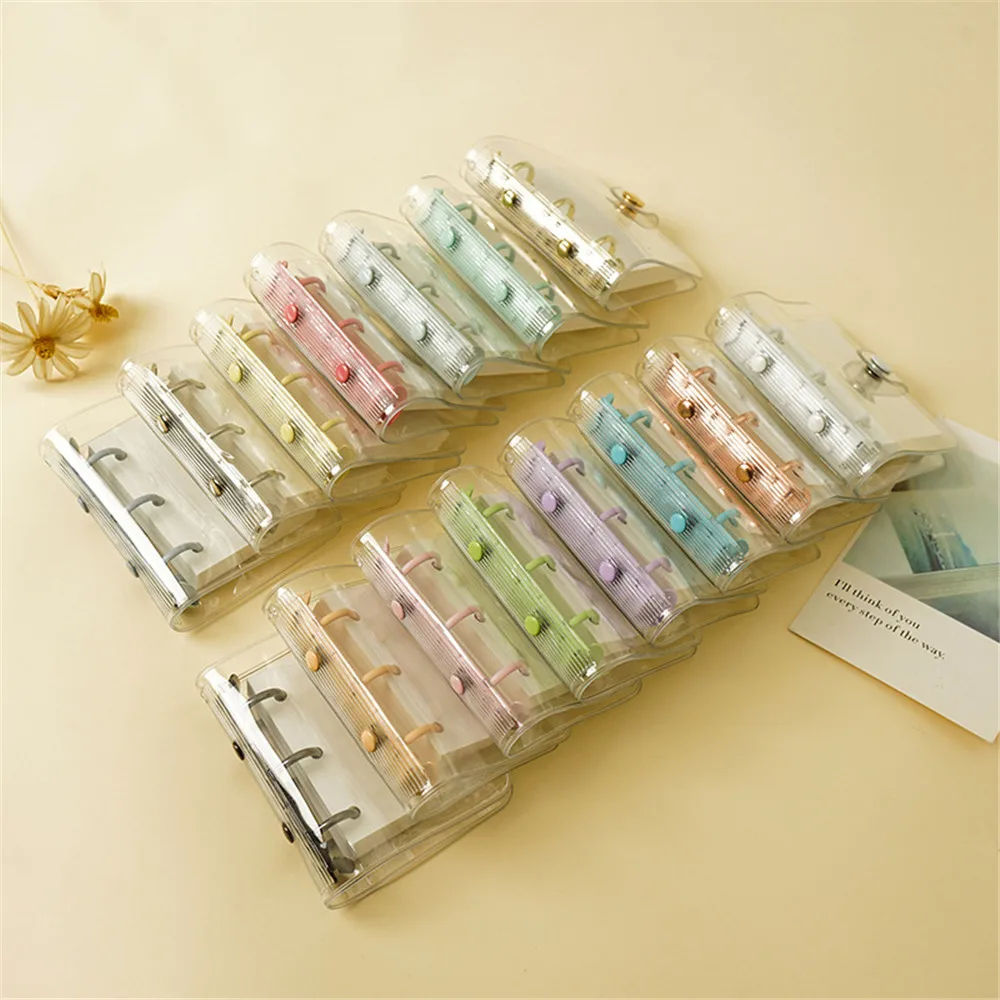 

Loose-leaf Hand Book Mini Portable Notebook Student Notepad Word Record Stationery School Supplies Transparent Waterproof Cover