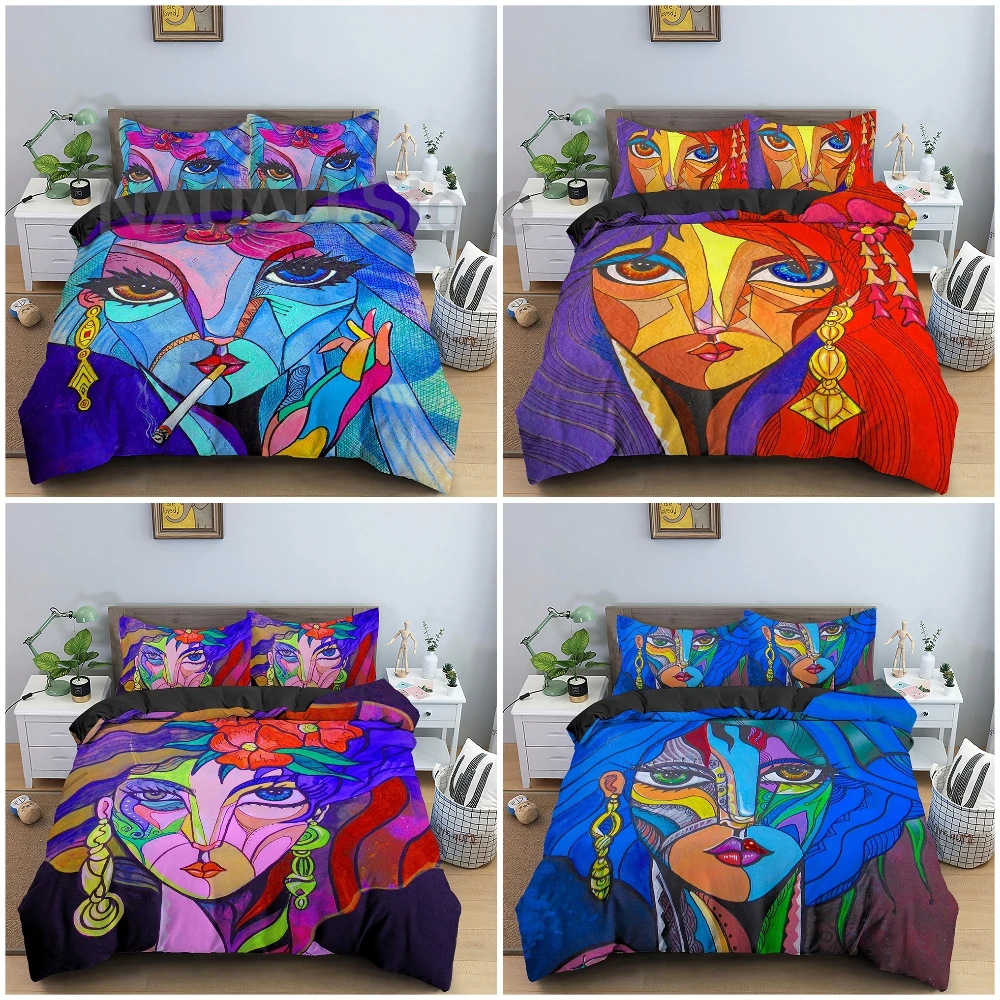 

3D Facial Texture Bedding Set Luxury Duvet Quilt Cover Stereoscopic Abstract Human Skin Texture Bedclothes King Queen 2/3Pcs