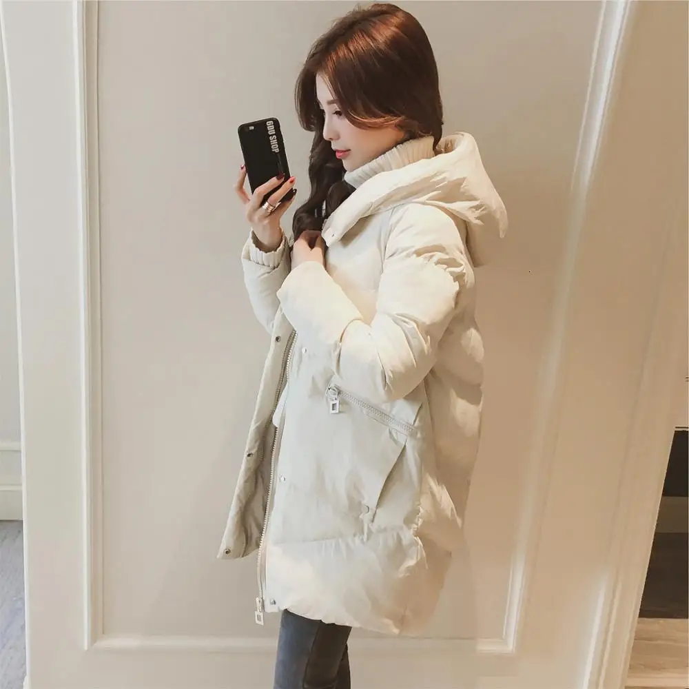 Winter Women Jacket Casual Solid Thick Warm Long Hooded Parkas Jackets Female Pocket Snow Coats Top Girl Long Pocket