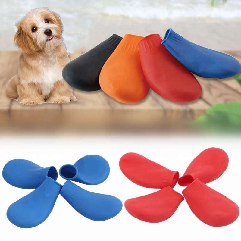 

Dog For Pet For Shoes Anti-slip Cat Shoes Rain Socks 4pcs Medium Large Pet Small Rain Supplies Waterproof Boot Rubber Dogs