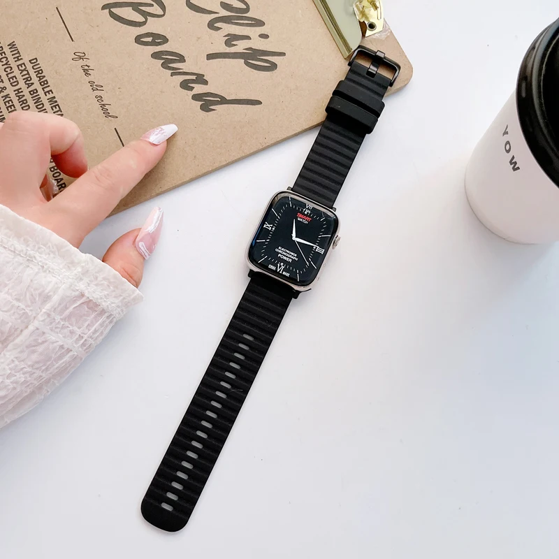 Wavy silicone strap For Apple Watch Band 38/40/41MM、42/44/45/49MM Sports smart watch accessories bracelet iwatch Ultra series786