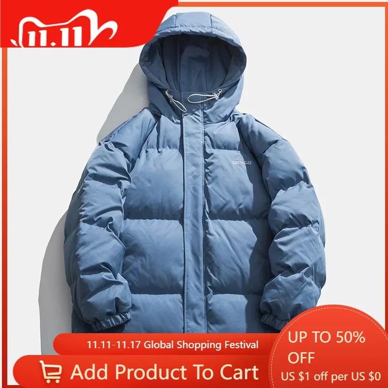 

Men Loose Down Jackets Hooded Winter Coats Black Fashion Warm Parkas Good Quality Male Casual Thicker Warm Winer Jackets S-3XL