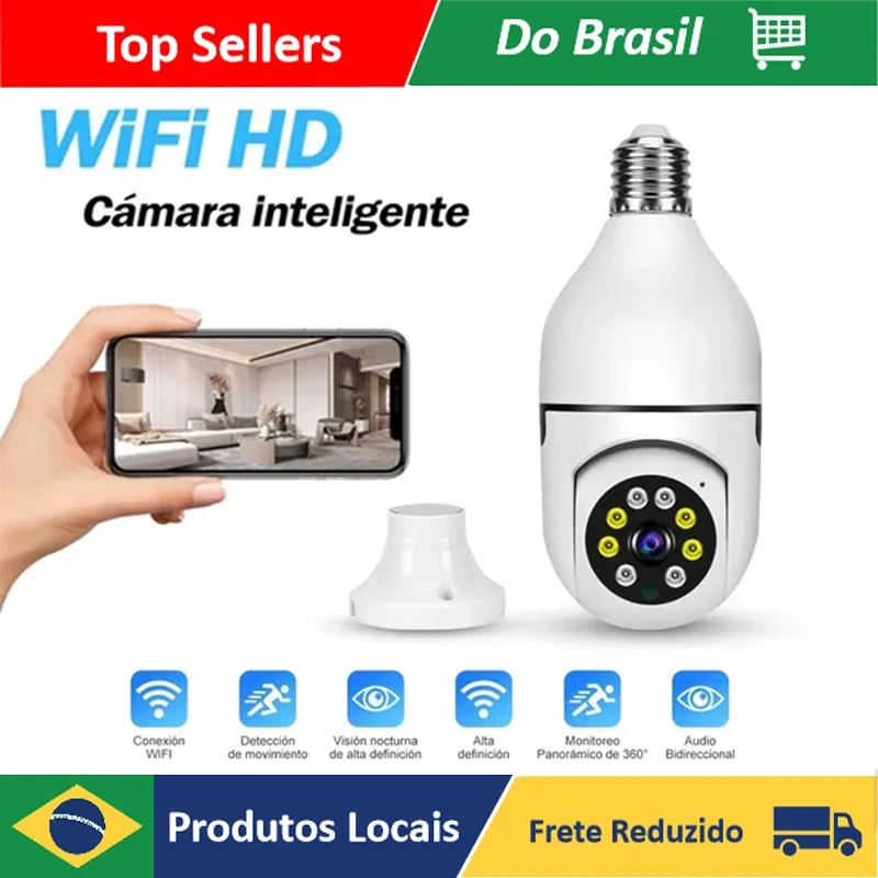 

Smart datecâmera de seguraça doméstica, 360 graus wi-fi câmera ip fisheye lâmpada segurança em casa sem fio IR Night Vision câme